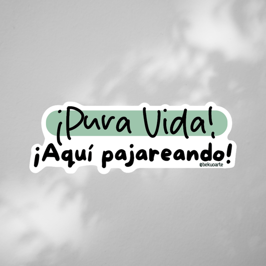 Sticker contra agua - Pura Vida, aquí pajareando